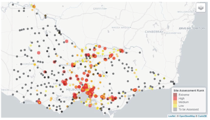 Figure 4F is a map showing the location and initial assessment of identified resource recovery stockpiles