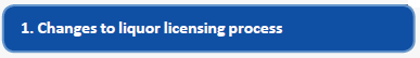 1. Changes to liquor licensing process (blue)