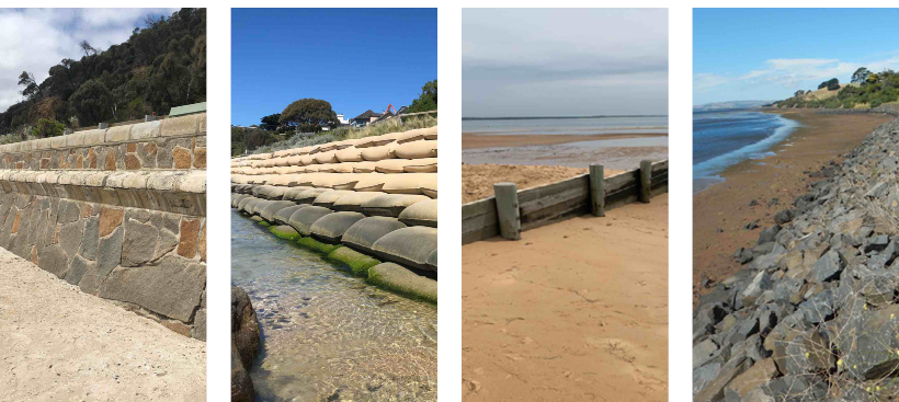 Figure A: Typical seawalls, groynes, revetments and breakwaters