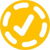 Partial tick in an amber circle.