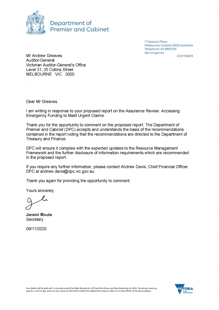 DPC's response letter