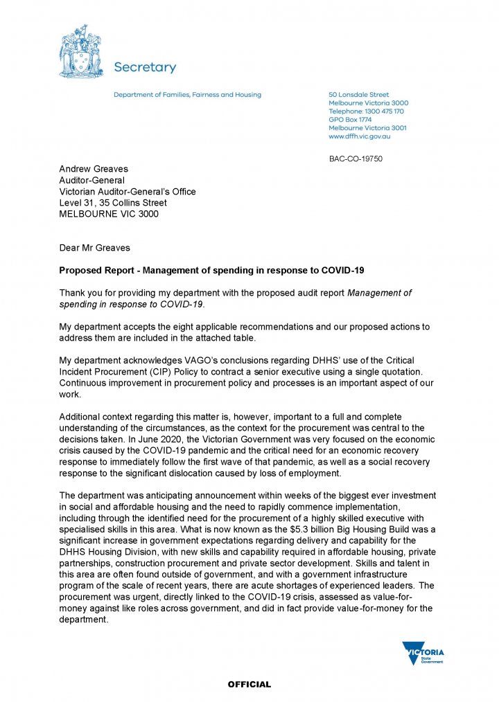 DFFH response letter page 1