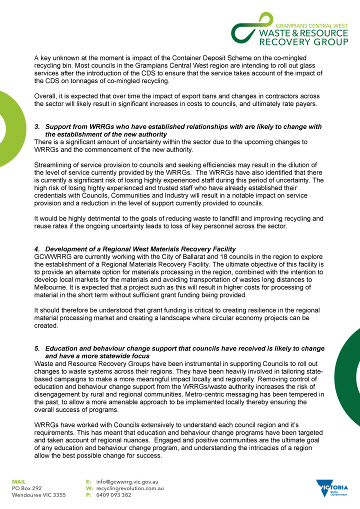 Grampians Central West Waste and Resource Recovery Group response letter page 2