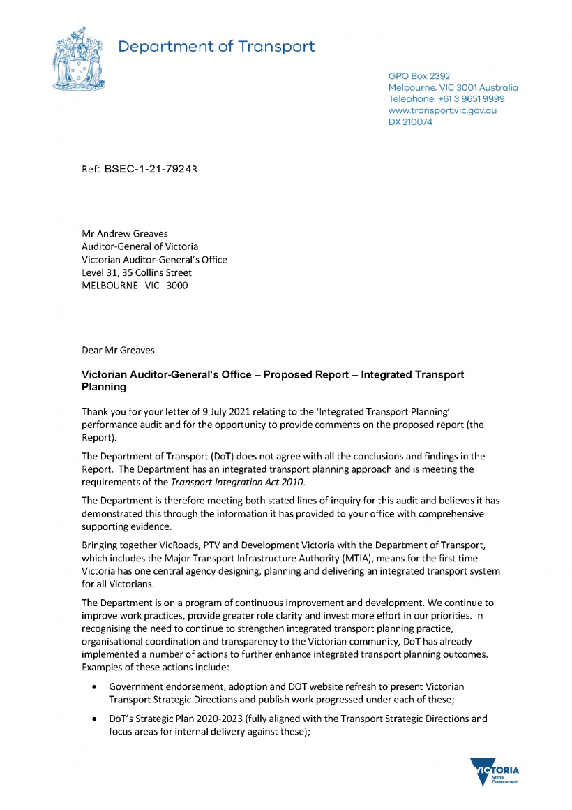 Integrated Transport Planning | Victorian Auditor-General's Office