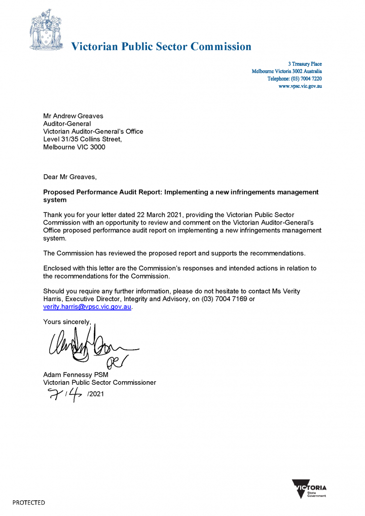 VPSC response letter