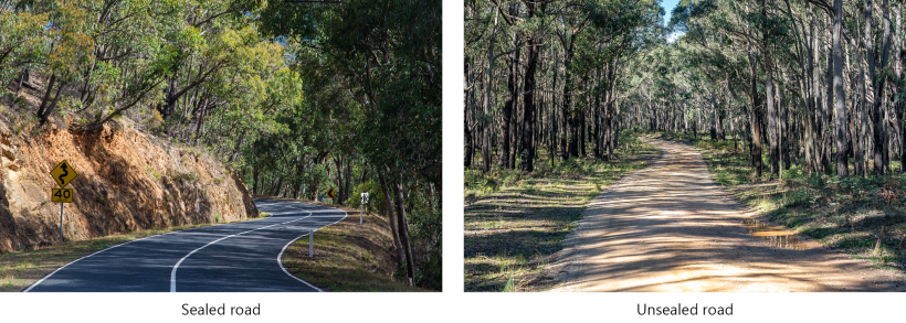 FIGURE 1A: Examples of a sealed and unsealed road