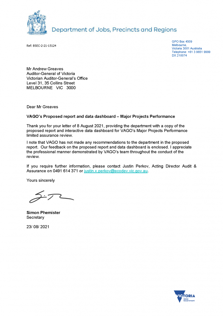 DJPR response letter
