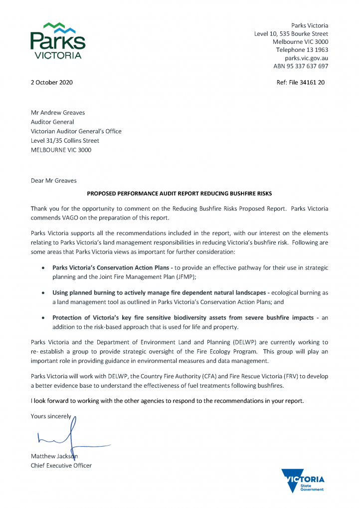 PV response letter