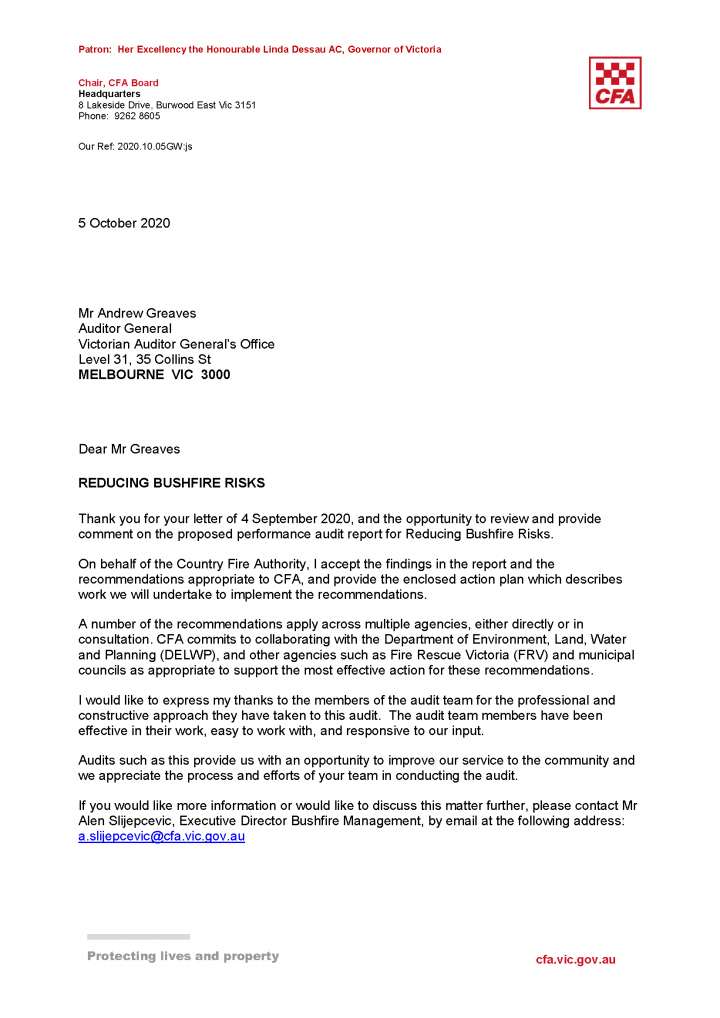 CFA response letter page 1