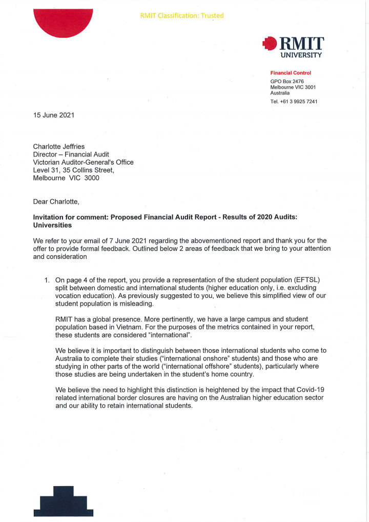 RMIT response letter page 1