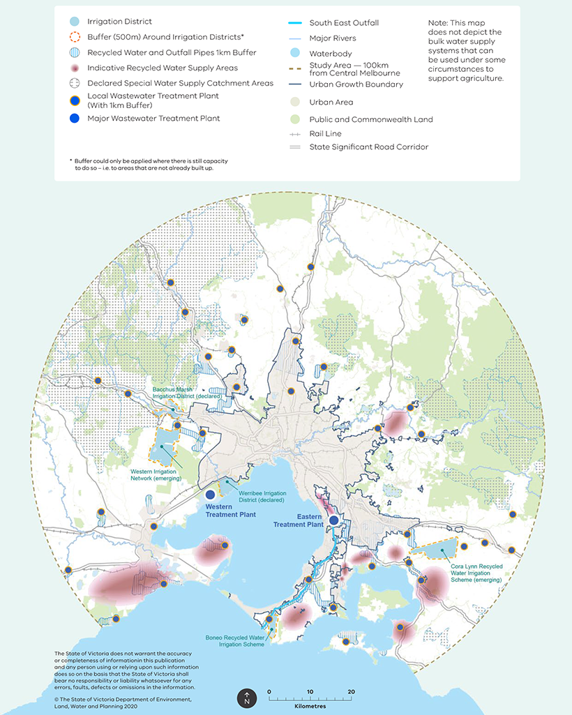 Figure 2D is a map that shows recycled water supply areas around water reclamation plants.