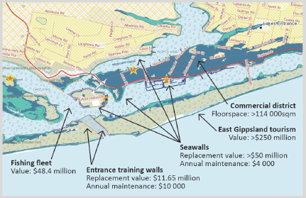 Map of Lakes Entrance coastal assets