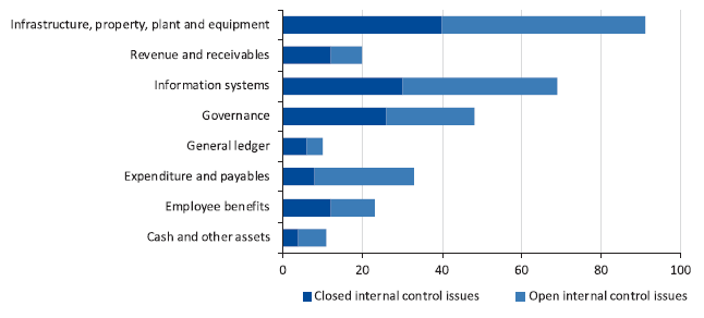 Graph showing a summary of medium-risk issues reported in 2016–17