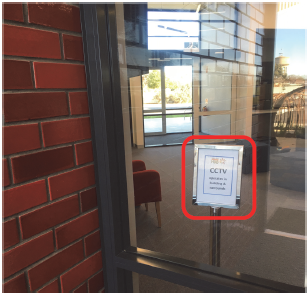 ​​CCTV signage inside a council building.