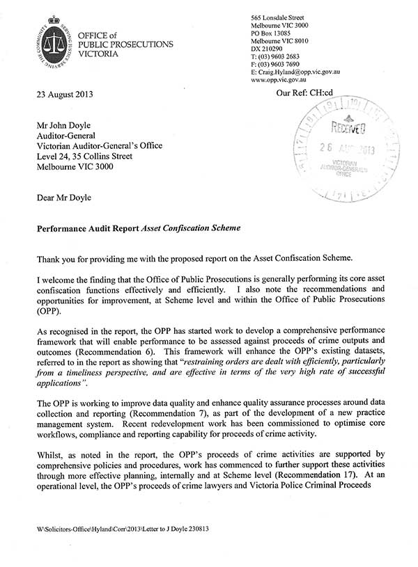 RESPONSE provided by Office of Public Prosecutions Victoria page 1