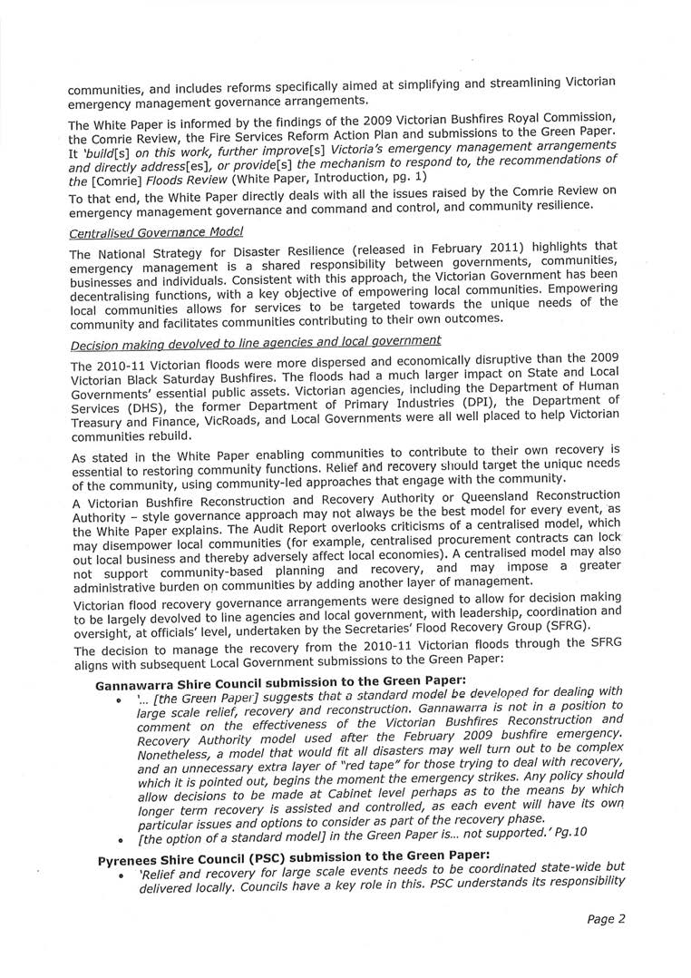 RESPONSE provided by the Secretary, Department of Environment and Primary Industries and the Acting Secretary, Department of Human Services page 3