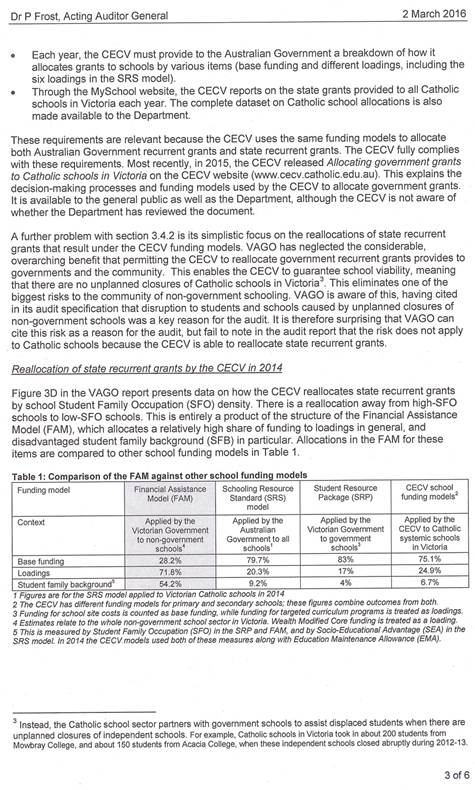 Response provided by the Executive Director, Catholic Education Commission of Victoria Ltd page 3