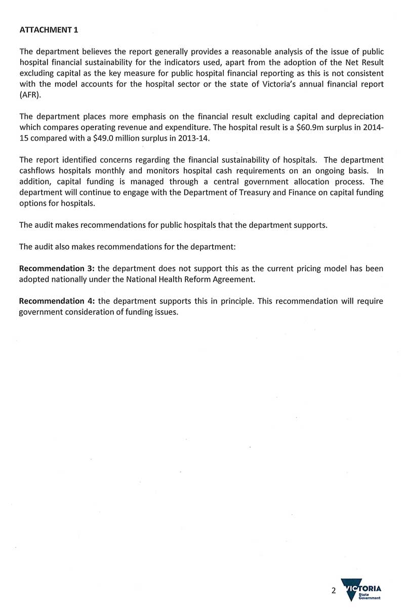 RESPONSE provided by the Acting Secretary, Department of Health & Human Services page 2