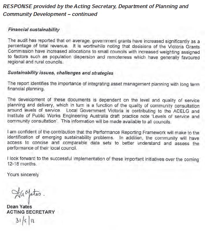 Response provided by The Department of Planning and Community Development page 3