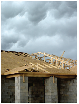 image shows a roof being constructed