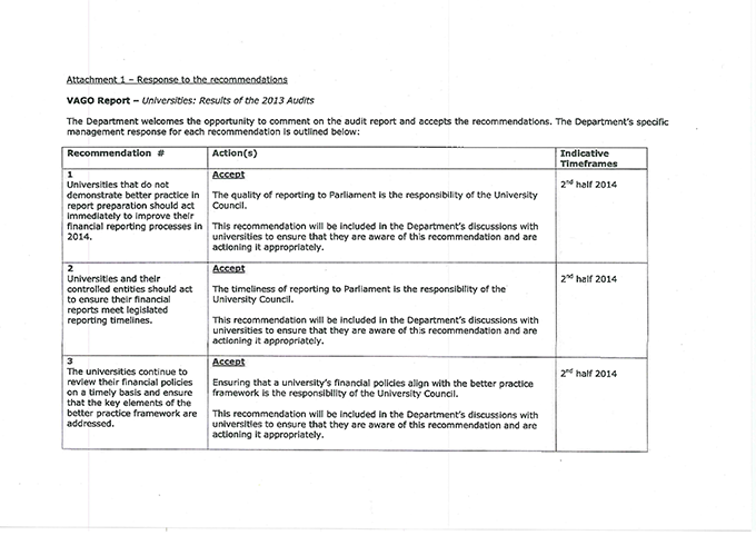 Response provided by the Secretary, Department of Education and Early Childhood Development page 2