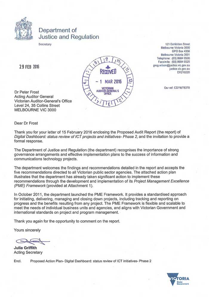 ​RESPONSE provided by the Chief Executive, WorkSafe Victoria