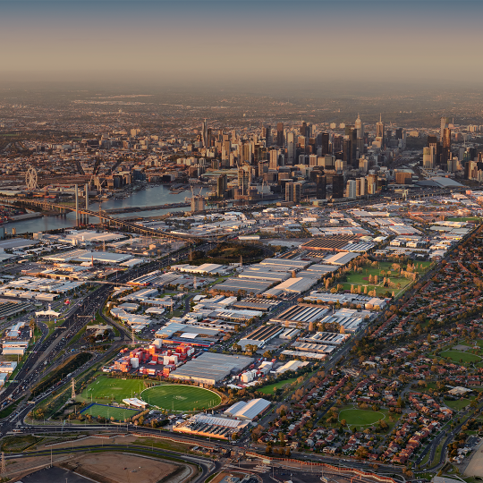 An aerial view of Fishermans Bend