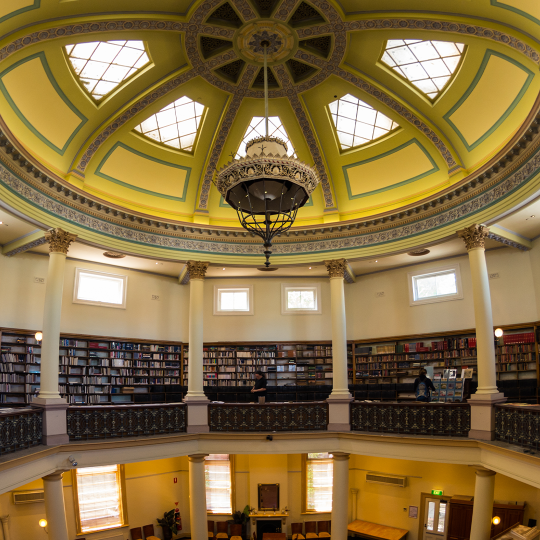 Ornate dome of a university library.