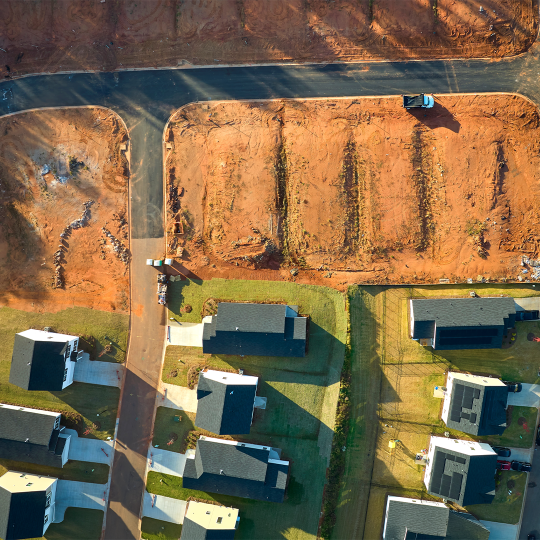 Aerial photo of a new residential development.
