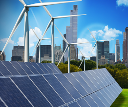 Modern green city powered only by renewable energy sources concept. Photo courtesy of Ai825/Shutterstock.com
