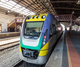V/Line train at Ballarat Station. Photo courtesy of Nils Versemann/Shutterstock