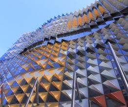 Exterior of modern RMIT university building.
