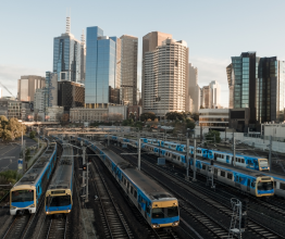 Six trains leaving Melbourne.
