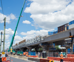Melbourne level crossing removal construction site.
