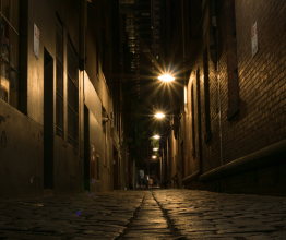 City alleyway at night.