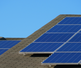 Solar panels on the roof of a house.