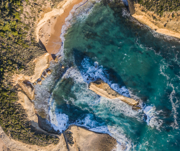 A Victorian coastal bay from directly above