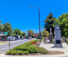 Myrtleford main street with war memorial