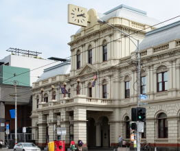 The facade of Brunswick Town Hall.