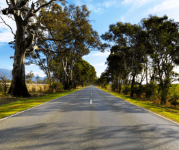 Tarmac road surrounded by countryside