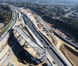 Aerial photo of a major road construction site.