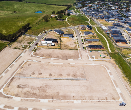 Aerial view of a housing development under construction